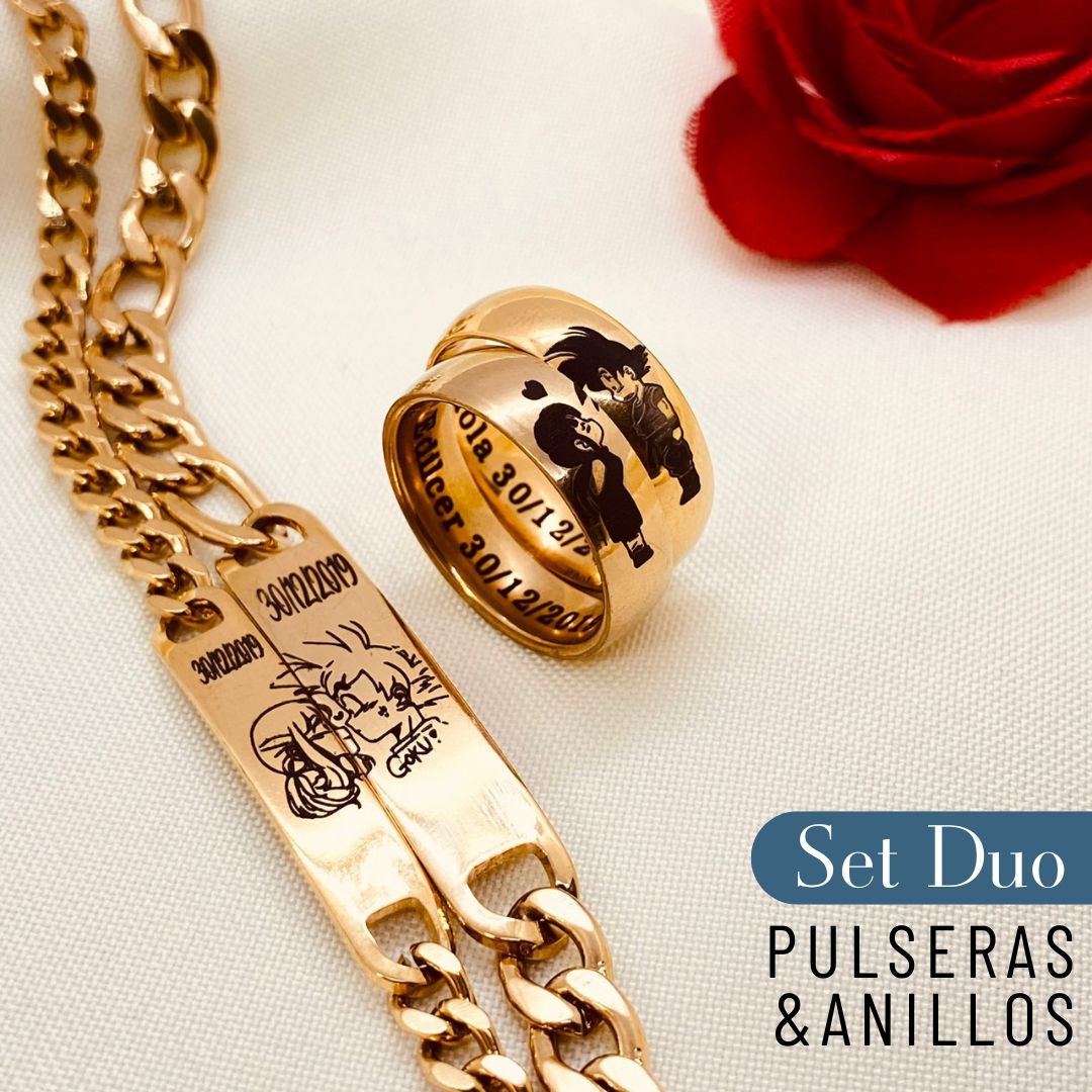 2 PULSERAS + 2 ANILLOS PERSONALIZADOS