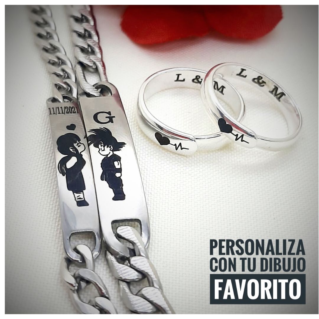2 PULSERAS + 2 ANILLOS PERSONALIZADOS