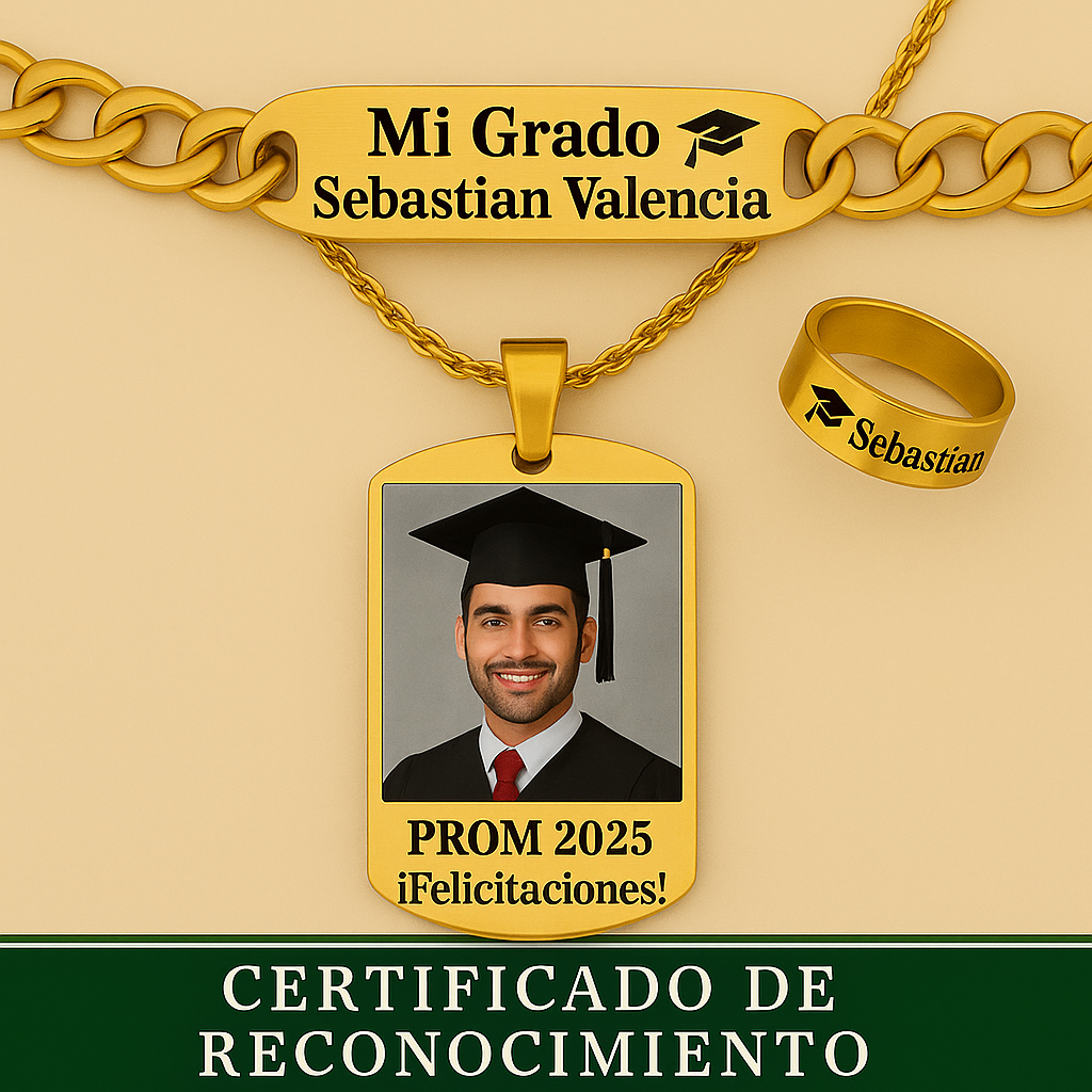 🎓 Anillo + Pulsera + Collar personalizado con foto 👉💖GRATIS💖 Certificado de Reconcomiento