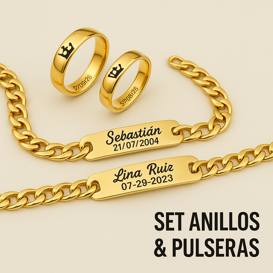 2 PULSERAS + 2 ANILLOS PERSONALIZADOS