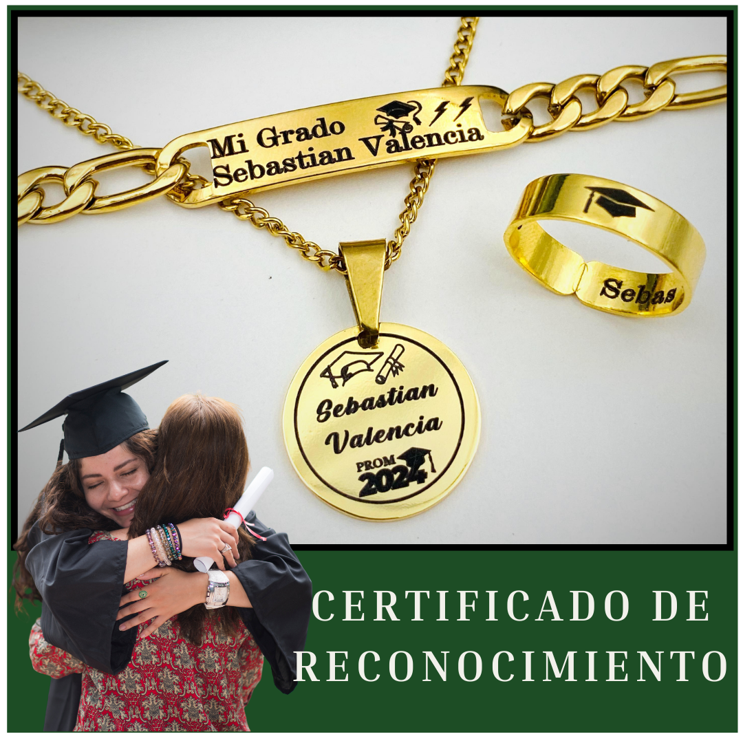 Anillo + Collar + Pulsera🎓 de Grado Personalizados... 👉💖GRATIS💖 Certificado de Reconcomiento