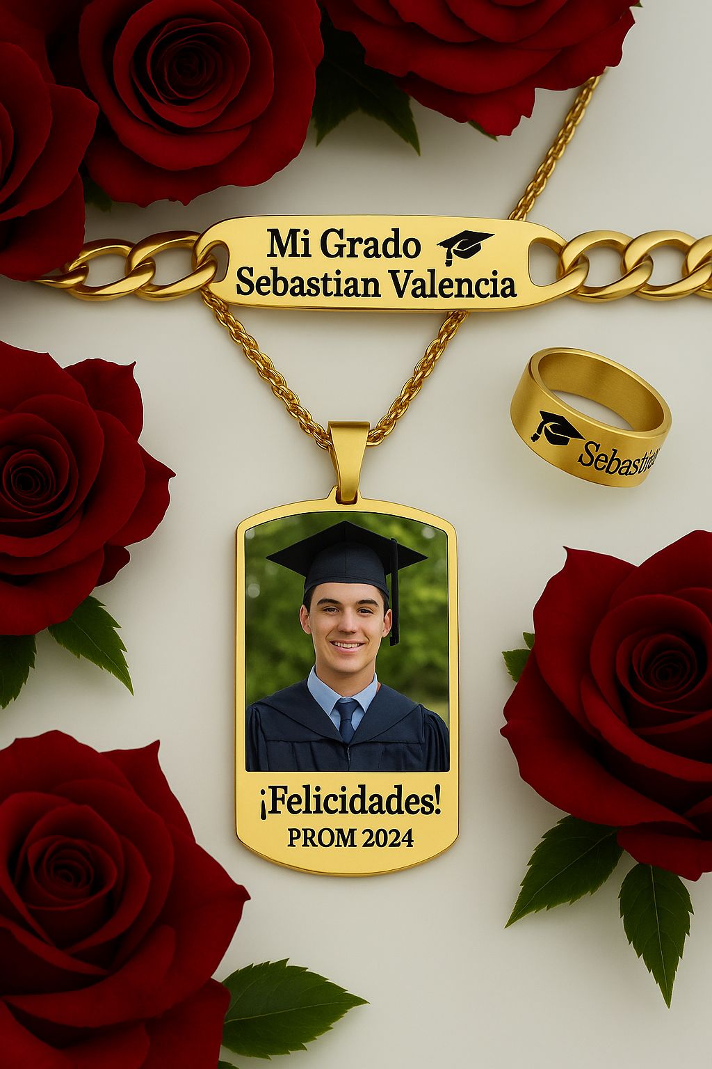 🎓 Anillo + Pulsera + Collar personalizado con foto 👉💖GRATIS💖 Certificado de Reconcomiento