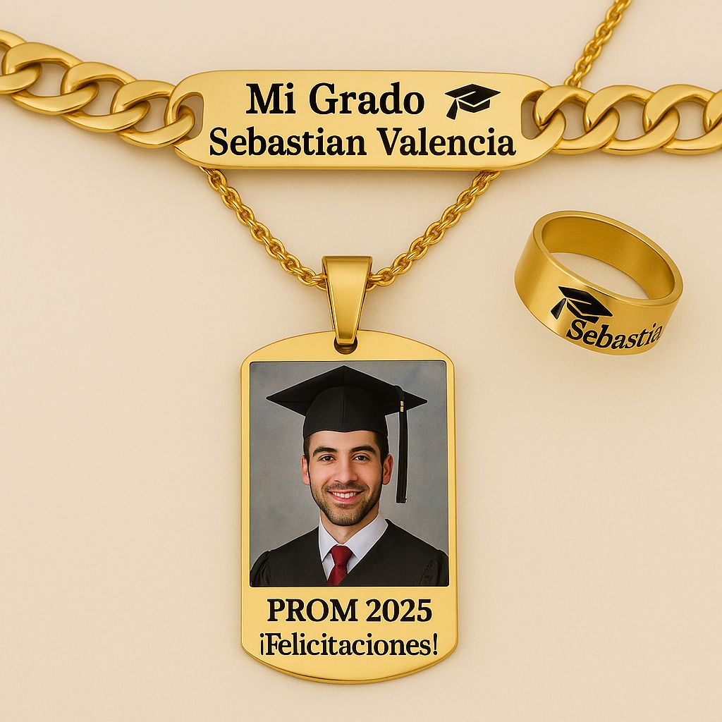 🎓 Anillo + Pulsera + Collar personalizado con foto 👉💖GRATIS💖 Certificado de Reconcomiento