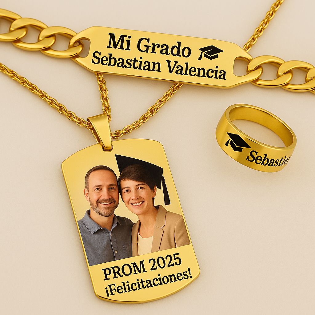 🎓 Anillo + Pulsera + Collar personalizado con foto 👉💖GRATIS💖 Certificado de Reconcomiento