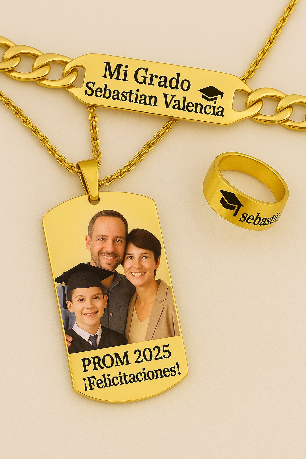 🎓 Anillo + Pulsera + Collar personalizado con foto 👉💖GRATIS💖 Certificado de Reconcomiento